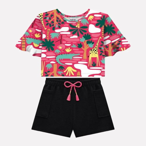 CONJUNTO NANAI FLORESTA BLUSA E SHORTS