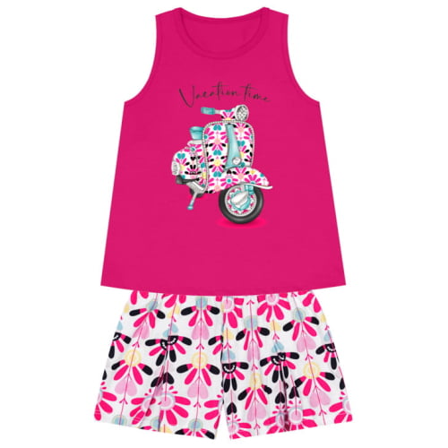 CONJUNTO KYLY REGATA E SHORTS MOTINHA DELICADA,  ROSA