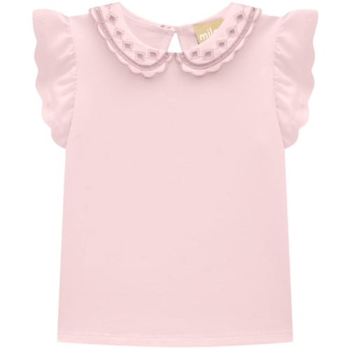 CONJUNTO MILON BLUSA E SALOPETE, ROSA SORBET MORANGO.