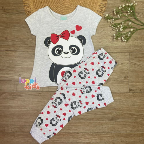 PIJAMA KYLY URSINHA PANDA COM CALÇA, BRILHA NO ESCURO!