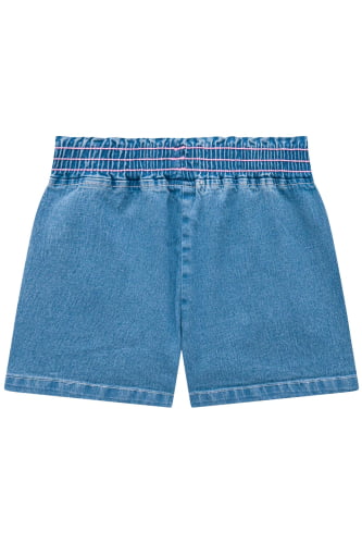 SHORTS KUKIE EM JEANS BELINI AZUL BORDADO