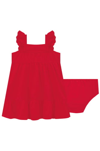 CONJUNTO KUKIE VESTIDO E CALCINHA BABY VERMELHO