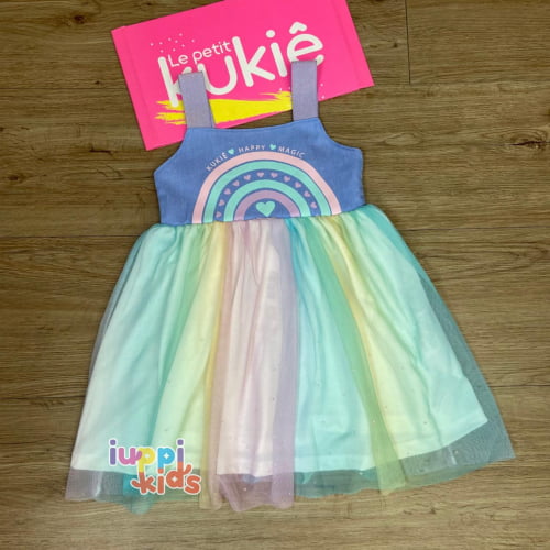 VESTIDO KUKIE EM TULE COLORIDO MAGIC