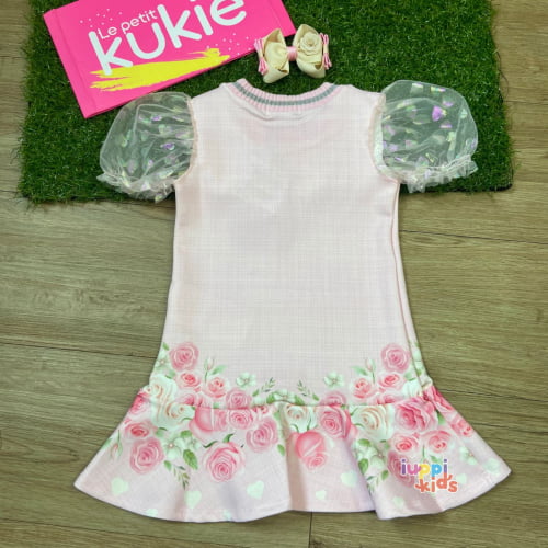 VESTIDO KUKIE JARDIM DA URSINHA COM TULE COR-DE-ROSA