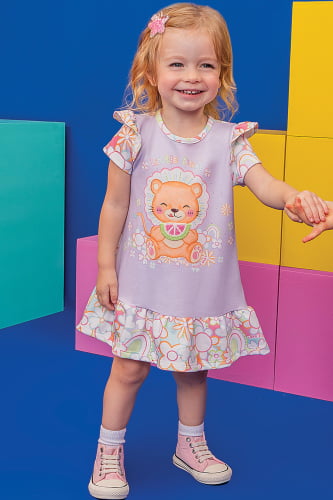 VESTIDO KUKIE BABY COM BABADO LITTLE LION