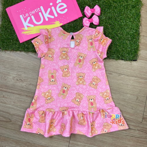 VESTIDO KUKIE BABY COM BABADO CUTE BEAR