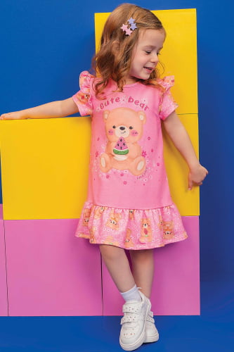 VESTIDO KUKIE BABY COM BABADO CUTE BEAR