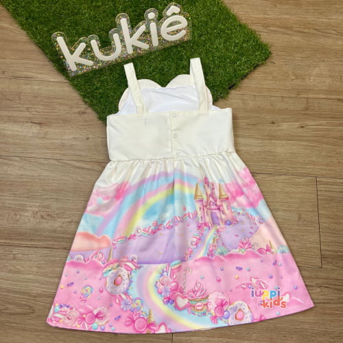 VESTIDO KUKIE SUPER CETIM COLORIDO FANTASY