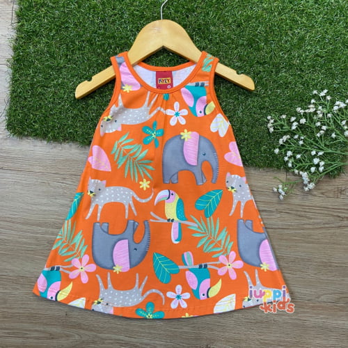 VESTIDO REGATA KYLY PASSEIO NA FLORESTA LARANJA