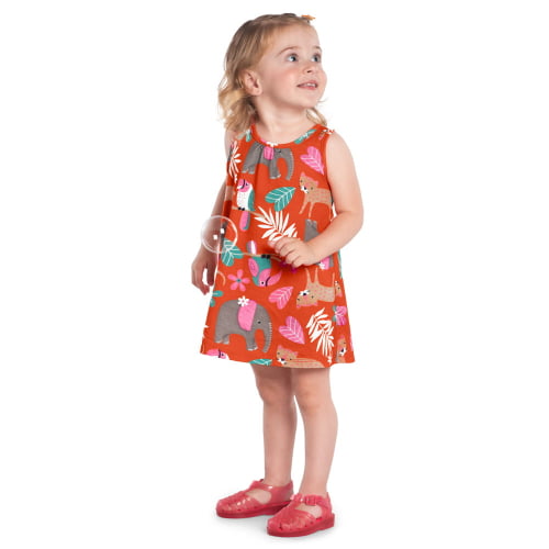 VESTIDO REGATA KYLY PASSEIO NA FLORESTA LARANJA