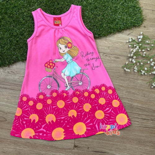 VESTIDO REGATA KYLY PASSEIO ENTRE GIRASSOIS ROSA