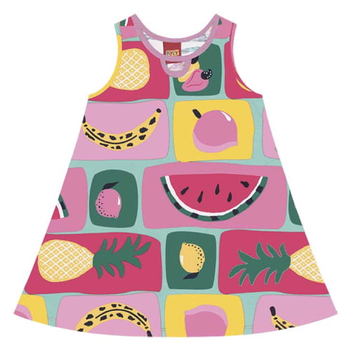 VESTIDO REGATA KYLY FRUTAS, ROSA