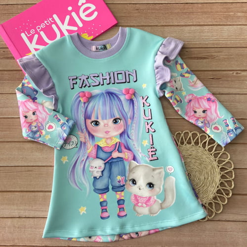 VESTIDO KUKIE COM BABADOS ANIME FASHION