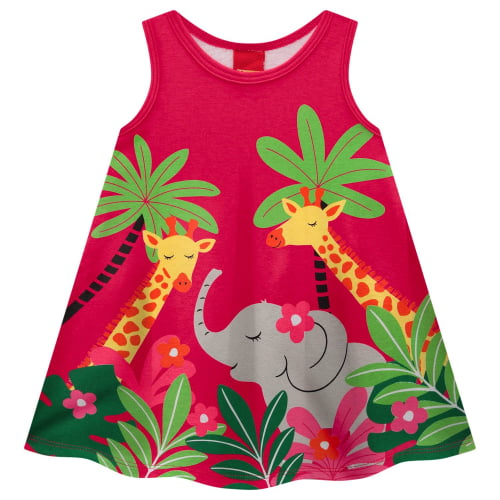 VESTIDO REGATA KYLY ELEFANTE E GIRAFAS