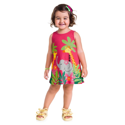 VESTIDO REGATA KYLY ELEFANTE E GIRAFAS