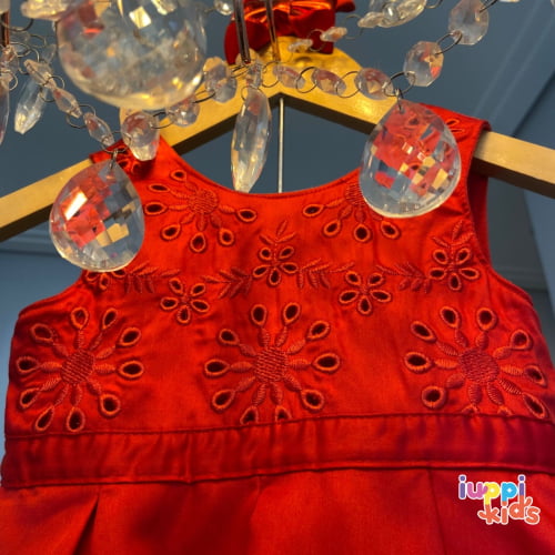 VESTIDO MILON VERMELHO TECIDO ACETINADO COM LACO 