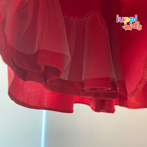 VESTIDO MILON VERMELHO TECIDO ACETINADO COM LACO 