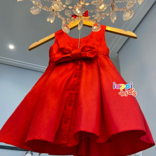 VESTIDO MILON VERMELHO TECIDO ACETINADO COM LACO 