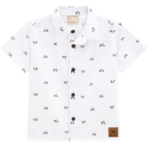 CAMISA MASCULINA MILON BRANCA ESTAMPADA