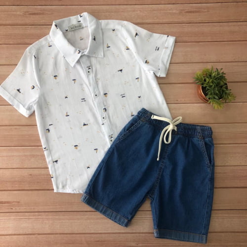 CONJUNTO LUC.BOO CAMISA E BERMUDA JEANS CONFORT