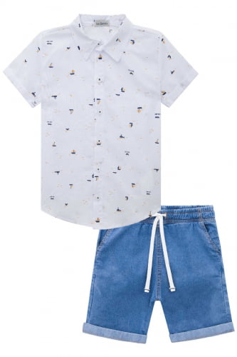 CONJUNTO LUC.BOO CAMISA E BERMUDA JEANS CONFORT