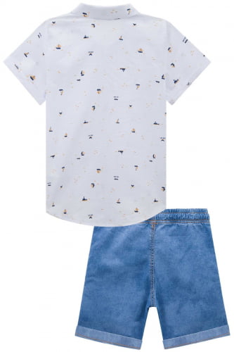 CONJUNTO LUC.BOO CAMISA E BERMUDA JEANS CONFORT