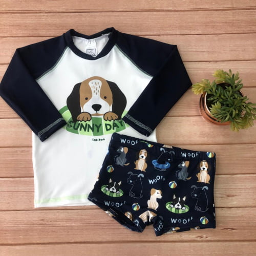 CONJUNTO LUC.BOO MASCULINO COM PROTEÇÃO UV50+ CACHORRINHO