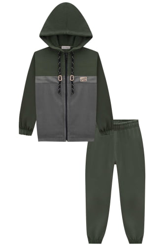 CONJUNTO LUC.BOO BLUSA E CALCA MOLETOM VERDE MILITAR